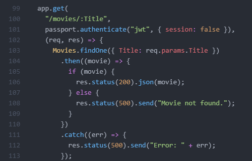 snippet of code for movie api